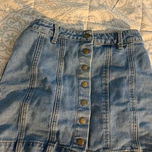 Forever 21 Button Up Denim Mini Skirt